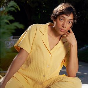 Big Bud Press Honeycomb Pantry Button-Up - Pale Yellow, Size XS